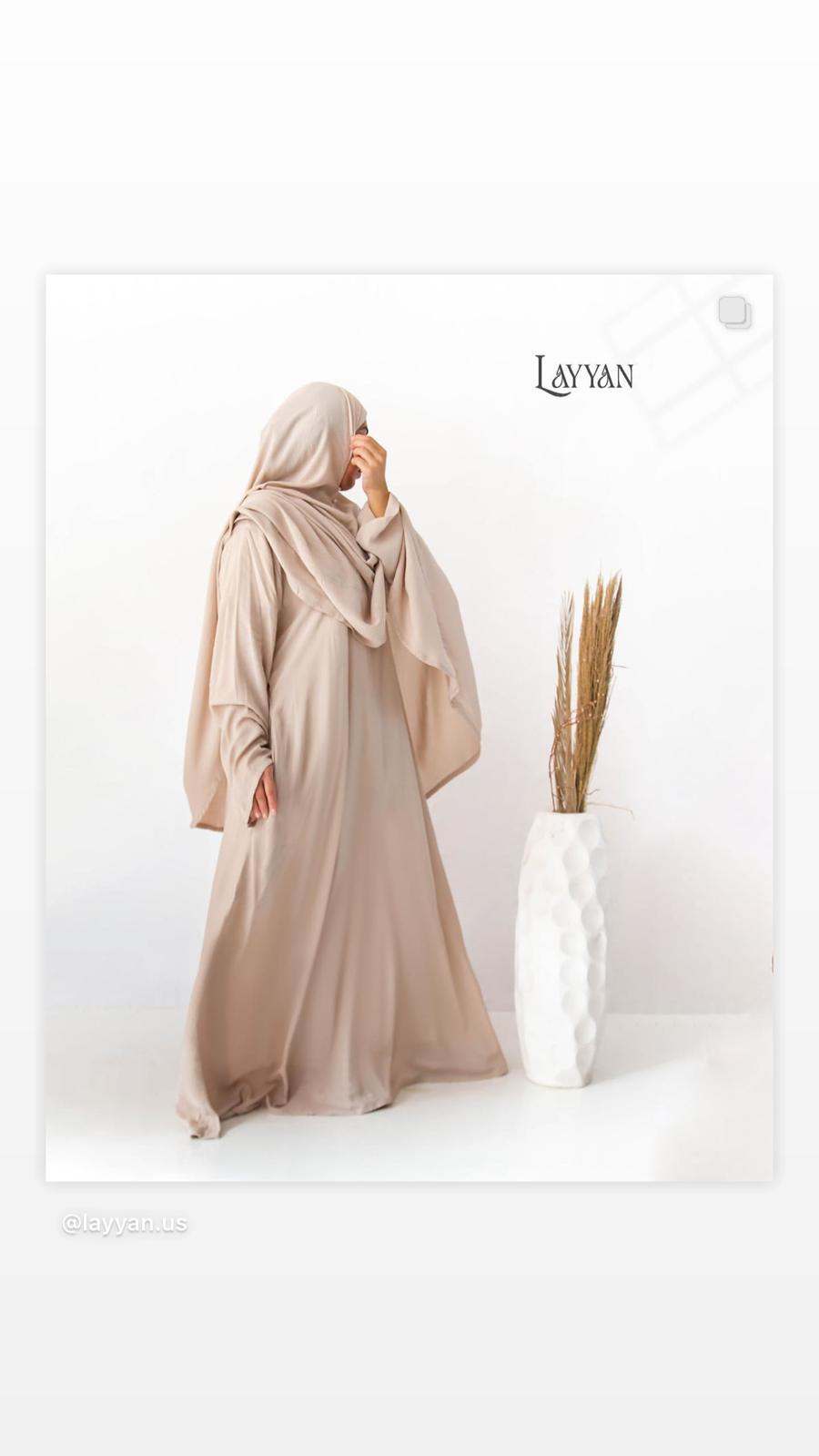 Hajj Abaya - Khaki – LAYYAN COLLECTION