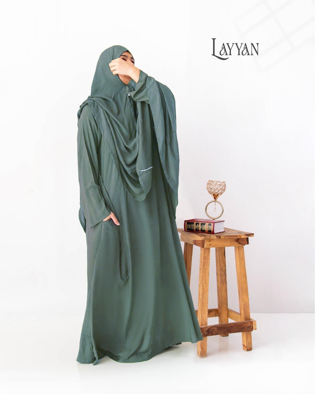 Hajj Abaya - Dark Teal – LAYYAN COLLECTION